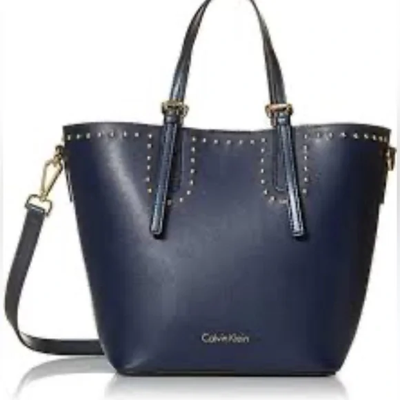 💙Calvin Klein Studded Navy Bucket Purse - Picture 2 of 9